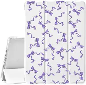 JOYLAND Purple Bow Pad Case White Case for iPad Mini 6 (8.3 inch),with Pencil Holder-Auto Wake/Sleep,Anti-Scratch Shockproof Premium Folio Stand Case