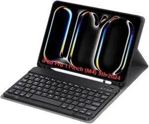 KcoxdCn Slim Candy Colors Keyboard Case Compatible with iPad Pro 11 Inch (M4) (5th Gen) 2024 Released with S Pen Holder, Mutil Angles Stand Cover Detachable Wireless Keyboard (Black)