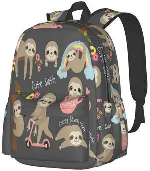 KiuLoam 17 Inch Backpack Cute Baby Sloth Laptop Backpack Shoulder Bag School Bookbag Casual Daypack
