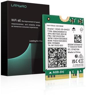 LANYAO WiFi 6E AX210 NGW Wireless Card M.2 2230/NGFF WiFi 6E Laptop Module with Bluetooth 5.3, 5400Mbps Tri-Band AX210 WiFi Chip Adapter, Ultra-Low Latency, Supports Windows 11/10 (64bit only)