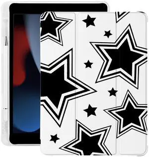 Cute Kawaii Y2K Star for iPad Air5/Air4 Case with Pencil Holder, Auto Sleep/Wake, Leather Soft TPU Back Cover for iPad 10.9 Inch 2022/2020