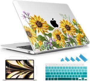 Lepeoac Case for MacBook Air 15 Inch 2025 2024 2023 Release M4 A3241 M3 A3114 M2 A2941, Hard Shell with Screen Protector & Keyboard Cover, Compatible with Touch ID, Sunflowers