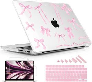 Lepeoac for MacBook Pro 16 inch Case 2021 2022 2023 2024 Release A3186 A3403 M4 A2991 M3 A2780 M2 A2485 M1 Pro/Max, Hard Shell Case with Screen Protector & Keyboard Cover, Bowknot