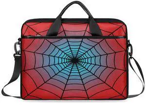 Laptop Bag for Women Men, 15.6 inch Messenger Shoulder Bags, Water Resistant Computer Bag Sleeve Laptop Carrying Case for Work, Office, School, Casual (Red and Blue Spider Web)
