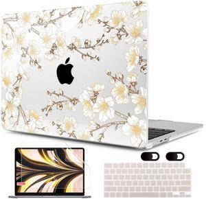 MEEgoodo Case for MacBook Air M4/M3/M2 13.6 inch 2025 2024 2022, Fit Model A3240 A3113 A2681, Compatible with MacBook Air 13 inch, Laptop Hard Shell Case with Keyboard Cover, Cherry Branches