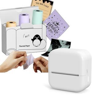 NelkoGlobal Mini Sticker Printer with 3 Rolls of 50mm*3.5m Green/Purple/Orange Self-Adhesive Thermal Printer Paper