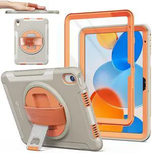New Trent Original Rugged iPad Case for iPad 11 (A16) 11-inch (2025) & iPad 10th Gen 10.9-inch (2022) | 360deg Rotating Kickstand, Premium Genuine Leather Hand Strap, Built-in Screen Protector