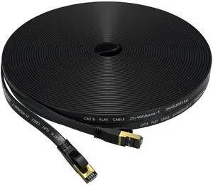 Cat 8 Ethernet Cable 85 FT, Outdoor&Indoor High Speed Heavy Duty Network LAN Internet Cable,SFTP Gold Plated RJ45 40Gbps 2000Mhz Patch Cord, for Modem/Router/Gaming,Faster Than Cat7/Cat6/Cat5 Black