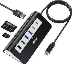 intpw 9-in-1 USB-C Docking Station - 4K HDMI, PD 100W, 3 Type A/C 3.0 5Gbps, 2 Type-A 2.0, SD/TF, Aluminum USB C Hub Compatible with MacBook, iPad, iPhone 16/15