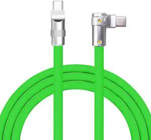 chubbycable FlexElbow Pro - 90 Degree Design 240W Fast Charge Cable Ultra-Thick Silicone Right Angle USB C Cable Phone Tablets Charging Cord, Green, Type-C to Type-C, 19.6FT