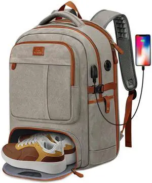MATEIN Canvas Backpack for Men with Shoe Compartment, Large TSA Friendly Vintage Travel Backpack with USB Port, Anti-Theft RFID Pocket, Waterproof Wet Pocket