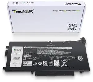 Tanch Laptop Battery K5XWW Replacement for Dell Latitude 7390 2-in-1 7.6V 7890mAh 60Wh