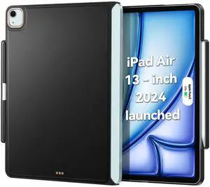 Magic-Keyboard Compatible Case for iPad Air-13 - Cases with Pencil Holder for SmartKeyboard Folio 2024 M2 Air 13, Ultra-Thin and Slim, (Keyboard Not Included), Black