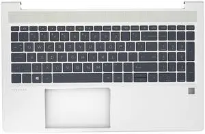 Jxjslp Replacement Upper Case Palmrest for HP Probook 450 G8 455 G8 15.6'' Series Laptop Top Cover Non-Backlit Keyboard Assembly M21740-001 Silver