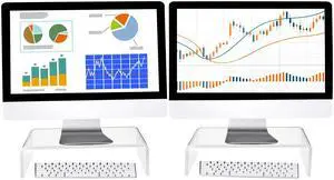 Jetec 2 Pcs Acrylic Monitor Stand Desktop Video Acrylic Monitor Riser Desk Shelf Computer Stand for Laptop TV Computer Screen Desk Organizer Teacher's Day Supplies (Clear, 12 x 8 x 3 Inch)