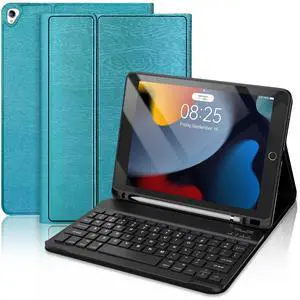 Keyboard Case for iPad 9th Generation 2021 10.2 Inch, Detachable Wireless Rechargeable Keyboard for iPad 8th/7th Gen, Slim Folio Stand Cover with Pencil Holder for iPad Pro 10.5" / iPad Air 3rd Gen