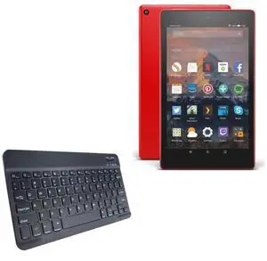 BoxWave Keyboard Compatible with Amazon Fire HD 8 (7th Gen 2017) - SlimKeys Bluetooth Keyboard, Portable Thin with Chiclet-Style Keys - Jet Black