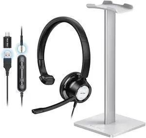 New bee USB Headset with Microphone for PC Computer Headset & Headphone Stand
