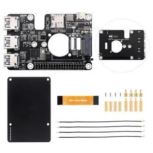 Waveshare PCIe to M.2 4G/5G and USB 3.2 HAT, Compatible with Raspberry Pi 5 Cellular Modem and SIMCom/Quectel 4G/5G LTE Modules, Comes with 5G-4IN1-PCB Antenna, High-Speed Networking