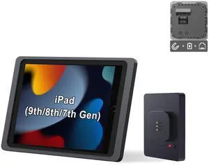 EMONITA Magnetic Wall Mount with Charging Case A7 for iPad (9th / 8th / 7th Generation) 10.2-Inch. PoE and DC up to 18W Quick Charge, Strong Magnets, 360 Rotation