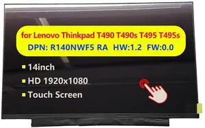 Replacement Laptop Display IVO 14.0 FHD IPS AG LCD Touch Screen Digitizer Laptop for Lenovo Thinkpad T490 T490s T495 T495s B140HAK03.2 HW 1A 01YN152 01YN153 01YN150 02HL713 01YN151
