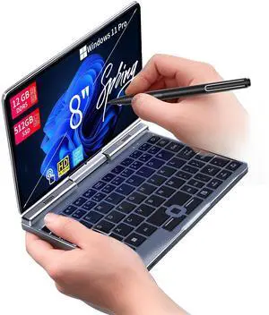 KOOFORWAY 8 Inch 2-in-1 Mini Laptop,HD Rotatable Touch Screen Support Handwriting Windows 11 Pro Small Laptop,Intel N100/N150,12GB RAM, 512GB SSD,Wi-Fi 6, BT 5.2,2 MP Camera,G-Sensor,HDMI,Type C