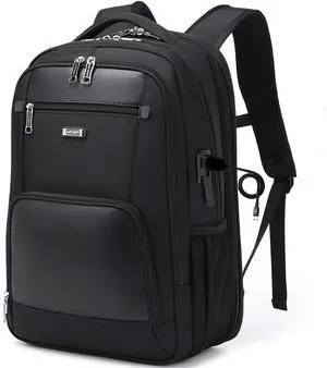 SKvoen Travel Laptop Backpack for Men Women Black College Mens School Bookbag Men's Work Computer Backpack Business Traveling Back Pack with Charger 17 Inch Laptop Compartment Luggage strap