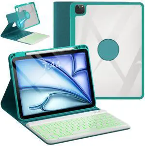 OYEEICE for iPad Pro 11 inch Case with Keyboard - Detachable Backlit Keyboard, Upgraded Magnetic Cover with Pencil Holder for iPad Air 5th Generation, iPad 10.9 inch & iPad Air 4th Gen - Teal