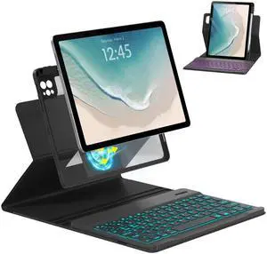 OPAKIT Magnetic Keyboard Case for iPad Air 5th 4th Generation 10.9 inch Pro 11 1st/2nd/3rd/4th, 7 Color Backlight BT Keyboard Folio with Pencil Holder 2022 2021 2020 2018 (Black