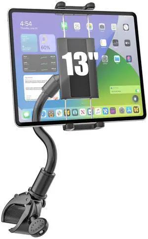 Kolasels Spin Bike Tablet iPad Holder - Long Arm Gooseneck Tablet Mount Clamp for Indoor Bike Peloton, Treadmill, Wheelchair, Stroller, Exercise Bicycle Clamp for iPad Pro/Air/Mini, 4-13" Tablet Phone