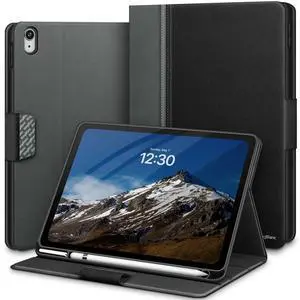 KingBlanc Case for iPad (A16) 11th Generation 11 Inch 2025, iPad 10th Gen 10.9 Inch 2022 with Pencil Holder, PU Leather Protective Cover, Auto Sleep/Wake, Viewing/Typing Angle, Magnetic Clasp, Black