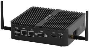 HISTTON Fanless Mini PC, Industrial PC Celeron J4125 DDR4 8GB RAM 256GB SSD, Mini Desktop Computer Windows 10 Pro, 2 RS232 COM, 2 LAN, HDMI, VGA, Dual WiFi, BT4.0, Small PC, Auto Power On Wake on LAN