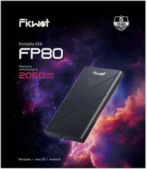 Fikwot 500GB External SSD, Portable SSD, Up to 2000MB/s, USB 3.2 Gen2x2 External Solid State Drives, Compatible with Smart TV, PS5/PS4(Pro), iPhone 15/16, Xbox, Mac & Windows and Other Devices(FP80)