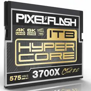 PixelFlash 1TB CFast 2.0 Card 3700X HyperCore 575MB/s SATA3 VPG180, CFast Card for DSLR Cinematic Video & Photo Cams Lab Tested, Certified Flash Memory 1 TB 2025 Model