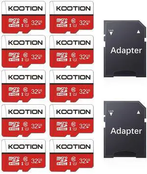 KOOTION 32GB Micro SD Cards 10-Pack, UHS-1 TF Flash Memory Card, U1, Class 10 microSDHC Card with Adapter
