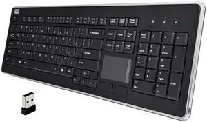 Adesso WKB-4400UB Wireless Desktop Touchpad Keyboard - 2.4GHz RF Wireless Technology, 104-Key Layout, Built-in Trackpad, Multimedia and Internet Hotkeys