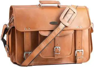 Handmade World Leather Messenger Bags For Men Women Mens Briefcase Laptop Bag Computer Satchel (Tan Brown 18 Inches) (Tan Brown)