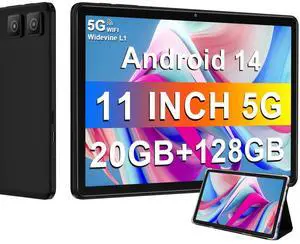 DMOAO Tablet 2025 11 Inch Tablet Android 14 Tablets with 128GB + 20GB Large Storage, Octa-Core 2.0Ghz, 8000mAh,18W Fast Charging, 5G WiFi, GPS, 5+13MP Camera, Widevine L1, Face Unlock-Black