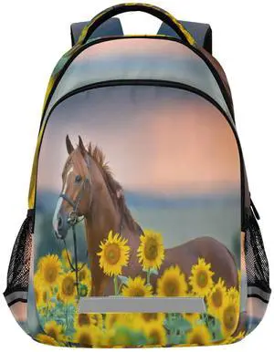 ALAZA Horse Sunflowers Backpacks Travel Laptop Daypack School Book Bag for Men Women Teens Kids one-size