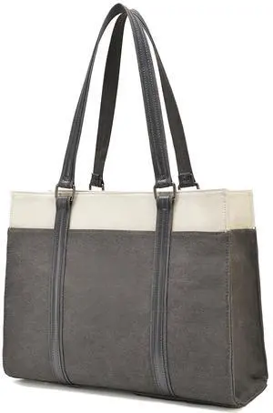 Barsine Women Laptop Tote Bag for Work Lightweight 15.6 Inch Canvas Two-Tone Satchel Handbag Purse