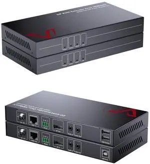 AV Access HDBaseT DisplayPort KVM Extender, Zero Latency, 4k@30Hz/1080P@120Hz, DP 1.2 PoE Extender, 2 USB 2.0 Ports for Keyboard and Mouse, EDID, PoE Function, Over Single Cat5e/6/6a/7 Up to 330ft