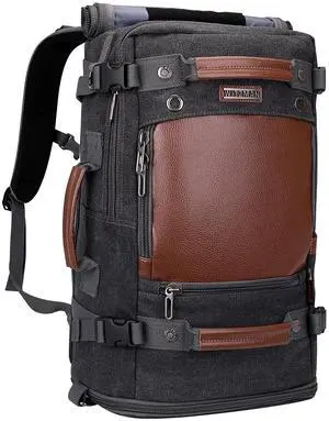 WITZMAN Travel Backpack for Men Women Carry on Luggage Backpack Canvas Rucksack Duffel bag with Shoe CompartmentA2020 black