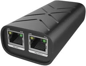 AIGWS 3 Port 10/100/1000M PoE Extender Switch 1 in 2 Out, Unmanaged Power Over Ethernet Repeater, IEEE 802.3 af for Security PoE IP Camera, VoIP Network (Gigabit)