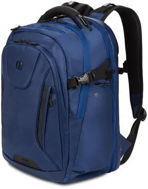 SwissGear Travel Tech Elite Laptop Backpack  Fits Laptops up to 16  ScanSmart TSA-Friendly Backpack with USB Port, Shoe Compartment & Organizer Pockets  Navy Ballistic