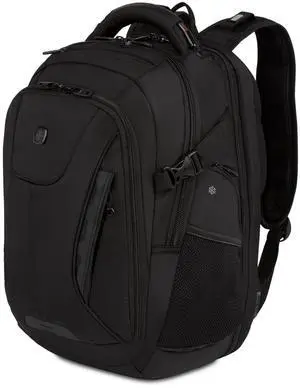 SwissGear Travel Tech Elite Laptop Backpack  Fits Laptops up to 16  ScanSmart TSA-Friendly Backpack with USB Port, Shoe Compartment & Organizer Pockets  Black