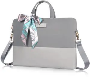 Laptop Bag for Women Slim Carrying - Computer Bag Laptop Case Fit 15-inch 16-inch Notebook Shoulder Work Travel (Grey)