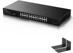 24 Port 2.5Gb Ethernet Network Switch 24 x 2.5 Gigabit Base-T Port | 2 x 10G SFP+ | Compatible with 10-100-1000Mbps | Fanless Metal Internet Switch | 19 Inch Rack Mount | 160G Bandwidth