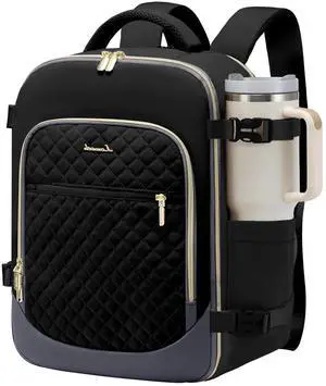 LOVEVOOK Travel Backpack for Women, 15.6in Laptop Backpack TSA Approved Carry on Luggage Personal Item Travel Bag for Business Weekender Hiking, Black-Gray