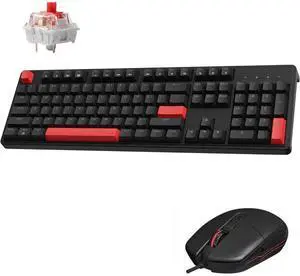 LEMOKEY X2 QMK/VIA Custom Gaming Keyboard and Mouse Combo, Programmable 100% Full Size Layout Gasket Mount, Red Backlight Wired Mechanical Keyboard with Red Switches for Mac/Windows/Linux