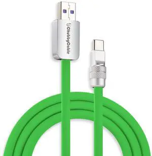 chubbycable Chubby 2.0 Fast Charging Cable Durable Soft Silicone USB C Cable 120W Extra Thick Phone Charger Cord Data Transfer Cord, Green, USB-A to Type-C, 13.1 FT